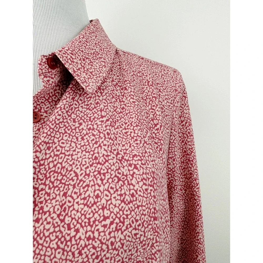 Rachel Parcell Long Sleeve Shirtdress Size L Pink Cheetah Animal Print Tie Waist - Picture 6 of 11